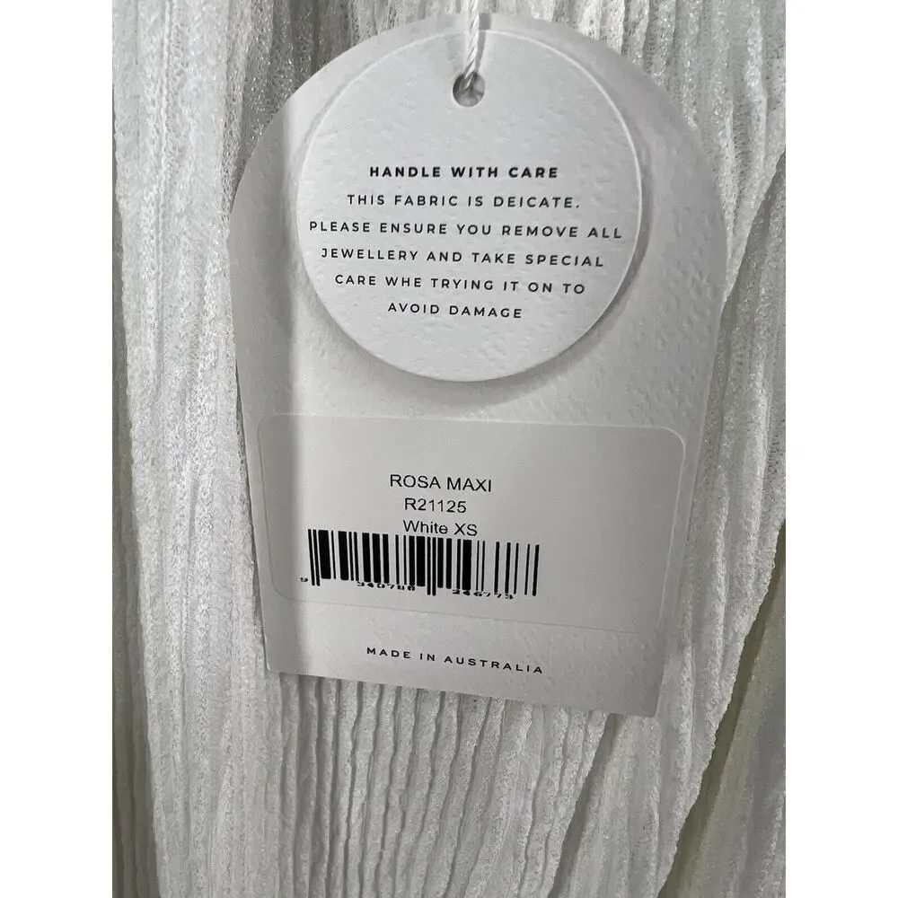 Rumer The Label Rosa Maxi Dress Size X-Small White Ribbed Stretchy Bodycon - Picture 9 of 11